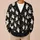 Friendly Ivory Ghosts on Charcoal for Halloween Parties and Cozy Fall Outings All-over Print Knitted Cardigan - 6