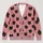 Black Cat Faces on Dusty Rose for Cozy Everyday Autumn Layering All-over Print Knitted Cardigan - 1