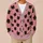 Black Cat Faces on Dusty Rose for Cozy Everyday Autumn Layering All-over Print Knitted Cardigan - 6
