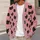 Black Cat Faces on Dusty Rose for Cozy Everyday Autumn Layering All-over Print Knitted Cardigan - 5