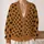 Black Cat Faces on Caramel for Cozy Autumn Outfits and Everyday Layering All-over Print Knitted Cardigan - 2
