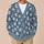 White Panda Faces on Slate Blue for Cozy Autumn Days and Casual Everyday Layering All-over Print Knitted Cardigan - 6