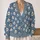 White Panda Faces on Slate Blue for Cozy Autumn Days and Casual Everyday Layering All-over Print Knitted Cardigan - 2