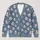 White Panda Faces on Slate Blue for Cozy Autumn Days and Casual Everyday Layering All-over Print Knitted Cardigan - 1