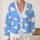 Soft White Cloud Motifs for Cozy Autumn Days and Relaxed Everyday Layering Style All-over Print Knitted Cardigan - 2