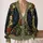 Gothic Raven Stained Glass Florals for Halloween and Autumn Layering All-over Print Knitted Cardigan - 2