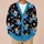 Cute Blue Dinosaur Carrying Orange Cat With Donuts for Halloween Casual Layering Teens All-over Print Knitted Cardigan - 6