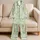 Mint Daisy Meadow Florals For Cozy Spring Evenings, Garden Gift For Women And Moms Satin Pajamas Set - 5