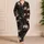 Moody Peony Blooms for Cozy Nights, Relaxed Lounging, Women's Evening Comfort At Home Satin Pajamas Set - 4