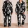 Black And White Cat Motif For Cozy Nights, Cute Cat Lover Style For Women Satin Pajamas Set - 2