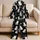 Black And White Cat Motif For Cozy Nights, Cute Cat Lover Style For Women Satin Pajamas Set - 5