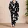 Black And White Cat Motif For Cozy Nights, Cute Cat Lover Style For Women Satin Pajamas Set - 4