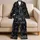 Black And White Cat Face Lounge Gift For Cozy Nights At Home, For Women And Teens Satin Pajamas Set - 5