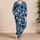 Dusty Slate Blue Heart Doodle Nightwear For Cozy Evenings, Lounge Style For Women Satin Pajamas Set - 4