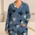 Dusty Slate Blue Heart Doodle Nightwear For Cozy Evenings, Lounge Style For Women Satin Pajamas Set - 1