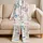 Aqua Butterfly Motif For Spring Evenings, Soft Feminine Boutique Gift At Home Satin Pajamas Set - 5