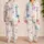 Aqua Butterfly Motif For Spring Evenings, Soft Feminine Boutique Gift At Home Satin Pajamas Set - 2