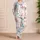 Aqua Butterfly Motif For Spring Evenings, Soft Feminine Boutique Gift At Home Satin Pajamas Set - 4