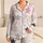 Blush Plaid Star Campus Layers for Cozy College Nights In, Women and Teens At Home Satin Pajamas Set - 1