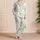 White Daisy And Sage Leaf Botanical For Summer Evenings, Cozy At-Home Gift For Women Satin Pajamas Set - 4