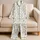 White Daisy And Sage Leaf Botanical For Summer Evenings, Cozy At-Home Gift For Women Satin Pajamas Set - 5