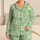 Soft Mint Green Daisy Bloom for Cozy Evenings, Summer Lounging, Women Who Love Floral Satin Pajamas Set - 1
