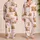 Blush Stripe Highland Cow And Teddy Bear For Cozy Lounging And Sweet Bedtime Women Satin Pajamas Set - 2