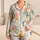 Ivory Teal Cottagecore Abstract Moon And Blossom Cozy Home Evening Style For Women Satin Pajamas Set - 1