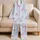 Powder Blue Gingham Pink Bow Lounge Set For Cozy Spring Summer Evenings For Women Satin Pajamas Set - 5
