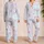 Powder Blue Gingham Pink Bow Lounge Set For Cozy Spring Summer Evenings For Women Satin Pajamas Set - 2