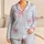 Powder Blue Gingham Pink Bow Lounge Set For Cozy Spring Summer Evenings For Women Satin Pajamas Set - 1