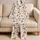 Cherry Sprig Ivory Night Set For Cozy Lounge Days And Gift Giving For Women At Home Satin Pajamas Set - 5