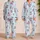 Blue Stripe Cherry Bow Lounge Set for Spring Evenings, At-Home Comfort, and Gift Giving Satin Pajamas Set - 2