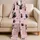 Black Cat Blush Pink Cozy Lounge Set for Cat Lovers and Sweet Nights at Home Daily Satin Pajamas Set - 5