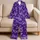 White Butterfly Motif on Royal Purple for Cozy Evenings and Gift Giving for Women Satin Pajamas Set - 5