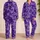 White Butterfly Motif on Royal Purple for Cozy Evenings and Gift Giving for Women Satin Pajamas Set - 2