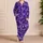 White Butterfly Motif on Royal Purple for Cozy Evenings and Gift Giving for Women Satin Pajamas Set - 4