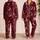 Burgundy Moon And Star Celestial Cozy Vintage Nights For Women Plus Size At Home Satin Pajamas Set - 2