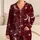 Burgundy Moon And Star Celestial Cozy Vintage Nights For Women Plus Size At Home Satin Pajamas Set - 1