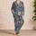 Slate Blue Daisy Blooms Cozy Home Gift for Mom and Women Who Love Vintage Charm Satin Pajamas Set - 4