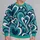 Navy Teal Heart Swirls for Romantic Everyday Streetwear and Bold Gift Giving Style All-over Print Knitted Sweater - 2
