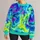 Neon Turquoise Magenta Fluid Marble Waves For Festival Streetwear And Bold Casual Style All-over Print Knitted Sweater - 1
