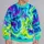 Neon Turquoise Magenta Fluid Marble Waves For Festival Streetwear And Bold Casual Style All-over Print Knitted Sweater - 2