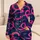 Navy Blue And Hot Pink Abstract Brushwork Resort Wear For Travel And Relaxed Evenings Satin Pajamas Set - 1