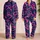 Navy Blue And Hot Pink Abstract Brushwork Resort Wear For Travel And Relaxed Evenings Satin Pajamas Set - 2