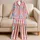 Vintage Red And White Stripes With Blue Fish For Nautical Vacation Gift For Coastal Fans Satin Pajamas Set - 5