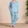 Pastel Blue Polka Dot Sleepwear Set for Cozy Lounging, Sweet Dreams, and Relaxed Nights Satin Pajamas Set - 4