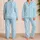 Pastel Blue Polka Dot Sleepwear Set for Cozy Lounging, Sweet Dreams, and Relaxed Nights Satin Pajamas Set - 2