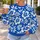 Blue Tropical Hibiscus and Palm Leaves for Relaxed Island Getaways and Summer Days All-over Print Knitted Sweater - 7