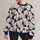 Ivory Engraved Fan Leaves for Elegant Everyday Wear and Botanical Style Lovers All-over Print Knitted Sweater - 1